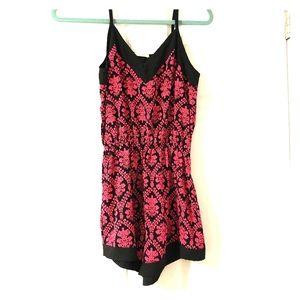 Hot Pink and Black Shorts Romper